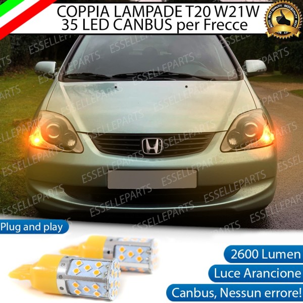 Coppia Lampade T20 WY21W 35 LED CANBUS PER FRECCE DIREZIONALI Anteriori PER LHONDA CIVIC 7G DAL 2004