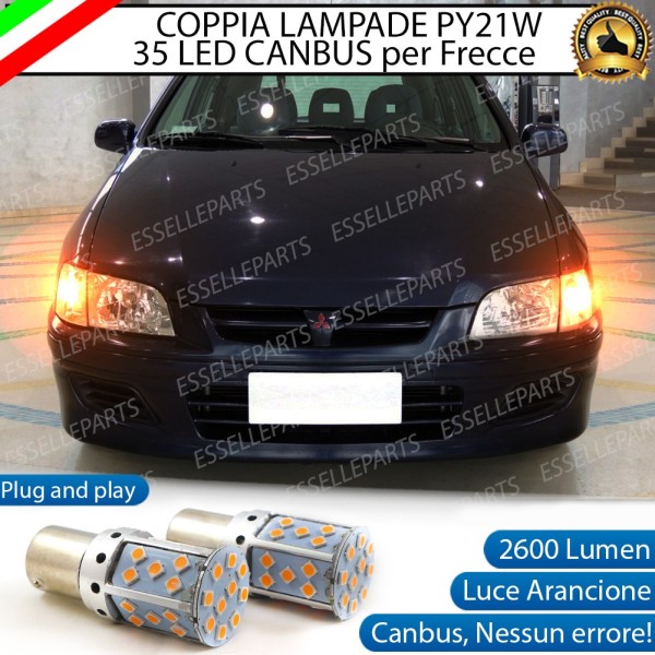 Lampade ANTERIORI PY21W BAU15S 35 LED Canbus MITSUBISHI SPACE STAR I CON FRECCE DI SERIE TRASPARENTI