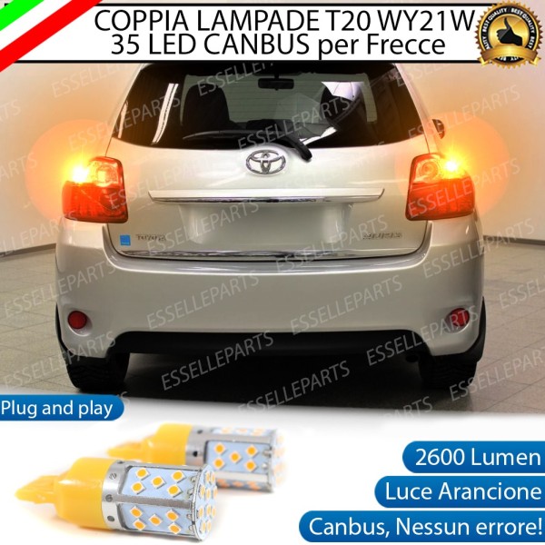 Coppia Lampade T20 WY21W 35 LED CANBUS PER FRECCE DIREZIONALI POSTERIORI PER TOYOTA AURIS I RESTYLING DAL 2010 IN POI