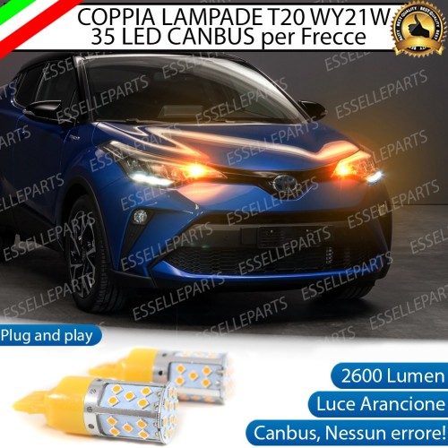 Coppia Lampade T20 WY21W 35 LED CANBUS PER FRECCE DIREZIONALI Anteriori PER TOYOTA C-HR CON FARI DI SERIE A LED