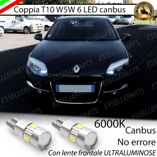 Coppia Lampade T10 W5W 6 LED Canbus 6000K Renault Laguna 3