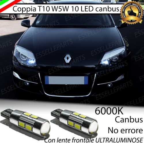 Coppia Lampade T10 W5W 10 LED Canbus 6000K Renault Laguna 3