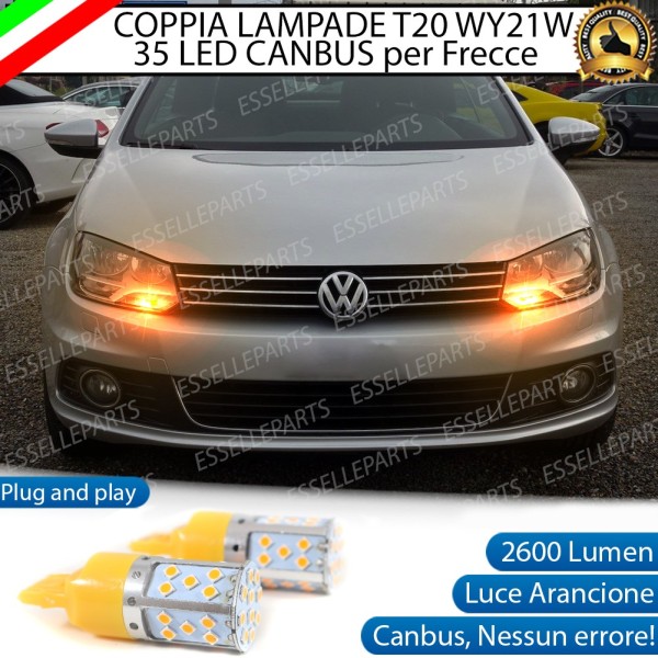 Coppia Lampade T20 WY21W 35 LED CANBUS PER FRECCE DIREZIONALI Anteriori PER VW EOS 1 RESTYLING CON FARI ALOGENI DI SERIE