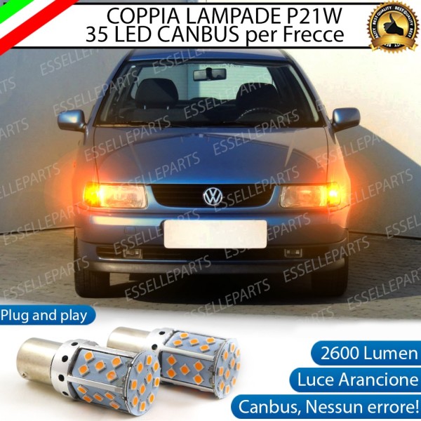 Coppia Frecce Anteriori P21W 35 LED Canbus VW Polo 6N1 6N2 con Frecce Arancioni