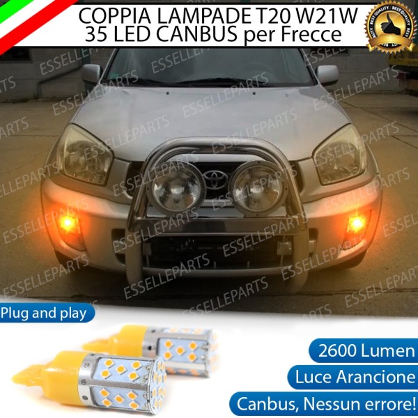 Coppia Lampade T20 WY21W 35 LED CANBUS PER FRECCE DIREZIONALI Anteriori PER TOYOTA RAV4 II