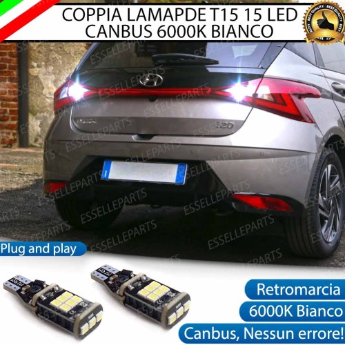 Coppia Lampade 15 LED 6000K Canbus Retromarcia Hyundai I20 MK3 con fari LED