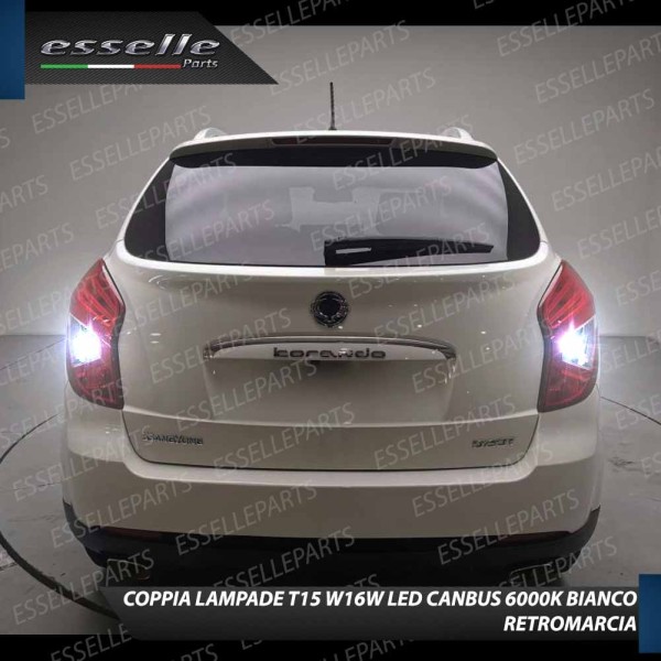 Coppia Lampade 15 LED Retromarcia T15 1200 Lumen Canbus 6000K Ssangyong Korando Dal 2013