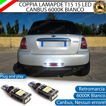 Coppia lampade Retromarcia T15 W16W 15 LED 6000K 1200 Lumen Mini R56 dal 2011