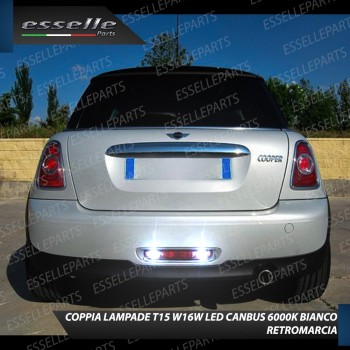 Coppia lampade Retromarcia T15 W16W 15 LED 6000K 1200 Lumen Mini R56 dal 2011