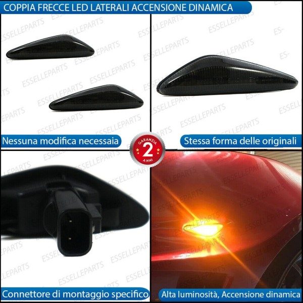 Placchette Dinamiche Nere fumè Laterali per frecce specifiche per Abarth 124 spider