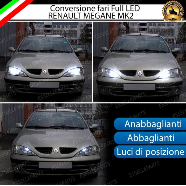 Conversione Fari Full LED 6000K bianco Renault Megane Mk1 con fari a parabola doppia