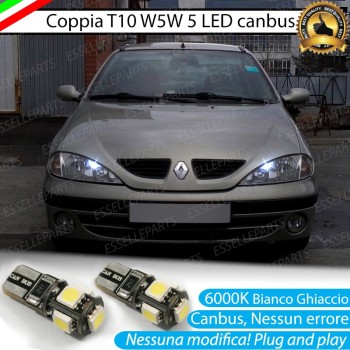 Coppia Lampade T10 W5W 5 LED Canbus 6000K bianco Renault Megane Mk1
