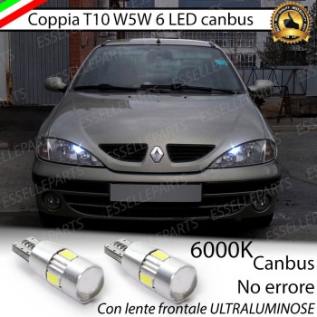 Coppia Lampade T10 W5W 6 LED Canbus 6000K bianco Renault Megane Mk1