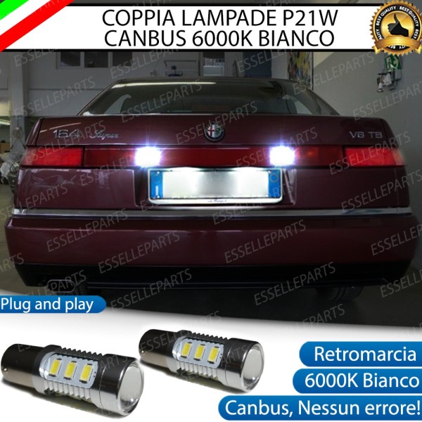 Coppia Lampade 15 LED Retromarcia Canbus 6000K con lente ALFA ROMEO 164 Dal 1992