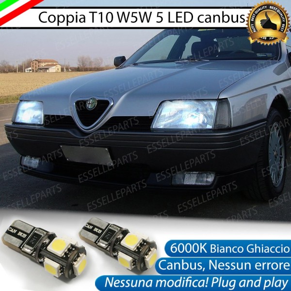 Coppia luci di posizione T10 W5W 5 LED canbus 6000K Bianco per Alfa Romeo 164 Fino al 1991