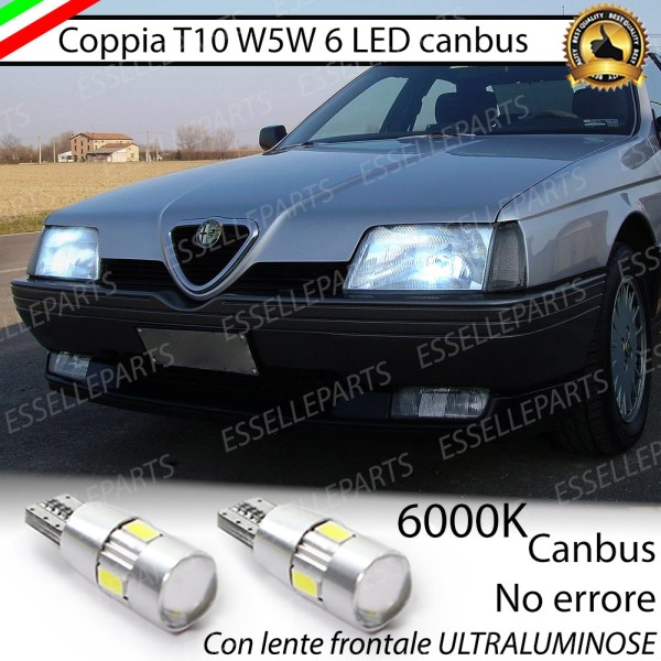 Coppia luci di posizione T10 W5W 6 LED canbus da 6000K Bianco 400 Lumen per Alfa Romeo 164 Fino al 1991