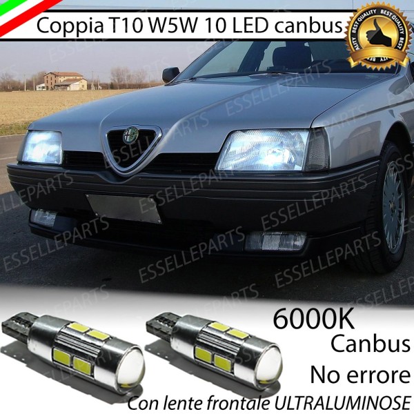 Coppia luci di posizione T10 W5W 10 LED canbus da 6000K Bianco 660 Lumen per Alfa Romeo 164 Fino al 1991