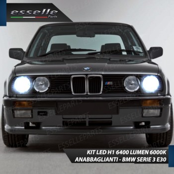 Kit Full LED H1 Anabbaglianti 6400 Lumen 6000K BMW Serie 3 E30 con faro a parabola