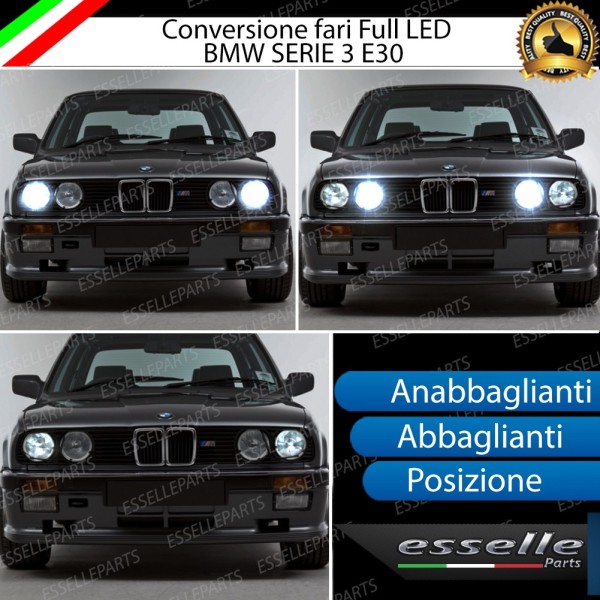 Conversione Fari Full LED 6000K bianco BMW Serie 3 E30 con faro a parabola