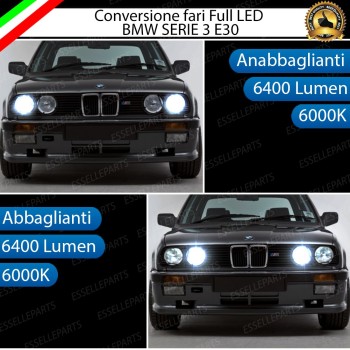 Conversione Fari Full LED 6000K bianco BMW Serie 3 E30 con faro a parabola