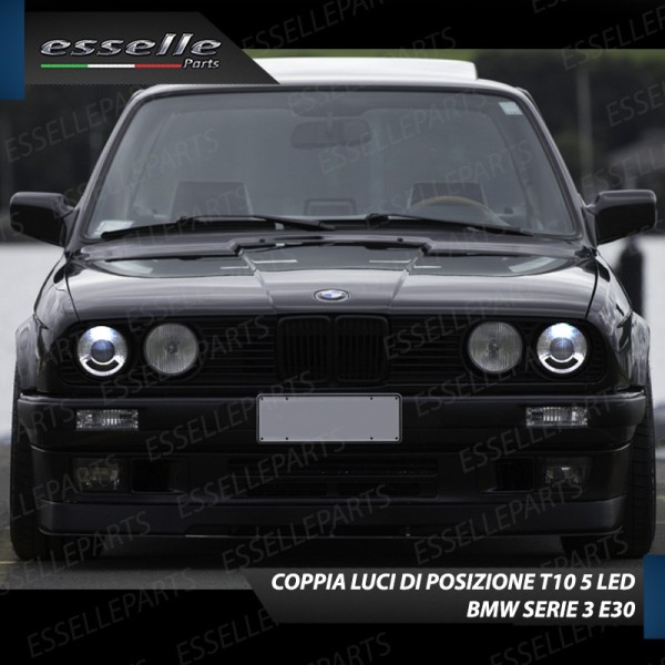 Coppia luci posizione T10 W5W 5 LED canbus 6000K BMW SERIE 3 E30 con lenticolare
