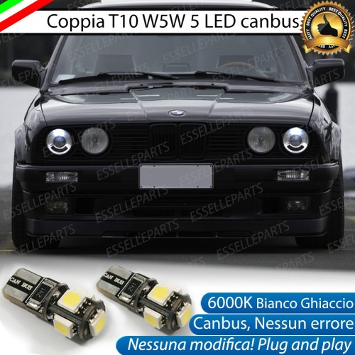 Coppia luci posizione T10 W5W 5 LED canbus 6000K BMW SERIE 3 E30 con lenticolare