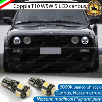 Coppia luci posizione T10 W5W 5 LED canbus 6000K BMW SERIE 3 E30 con lenticolare
