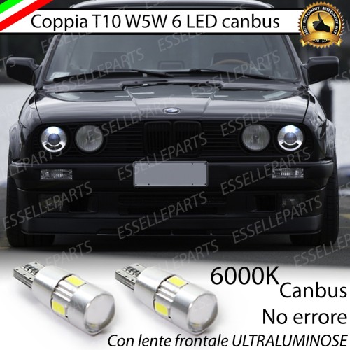 Coppia luci posizione T10 W5W 6 LED canbus 6000K BMW SERIE 3 E30 con lenticolare