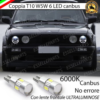 Coppia luci posizione T10 W5W 6 LED canbus 6000K BMW SERIE 3 E30 con lenticolare