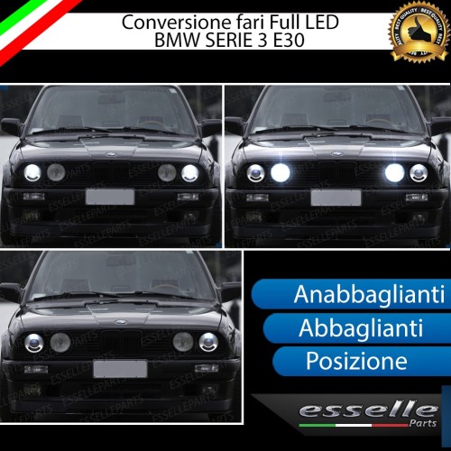 Conversione Fari Full LED BMW SERIE 3 E30 6000K bianco con fari lenticolare