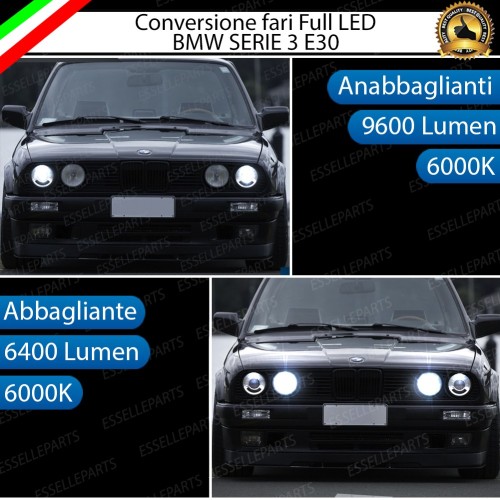Conversione Fari Full LED 9600LM + 6400LM BMW SERIE 3 E30 con fari lenticolare