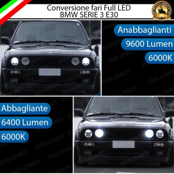 Conversione Fari Full LED 9600LM + 6400LM BMW SERIE 3 E30 con fari lenticolare