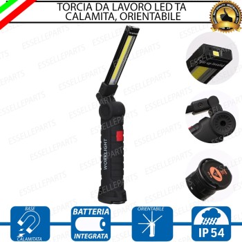 Torcia LED Orientabile da lavoro Ricaricabile con batteria e Base Magnetica Torcia LED Orientabile da lavoro Ricaricabile con batteria e Base Magnetica