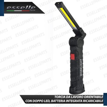 Torcia LED Orientabile da lavoro Ricaricabile con batteria e Base Magnetica Torcia LED Orientabile da lavoro Ricaricabile con batteria e Base Magnetica