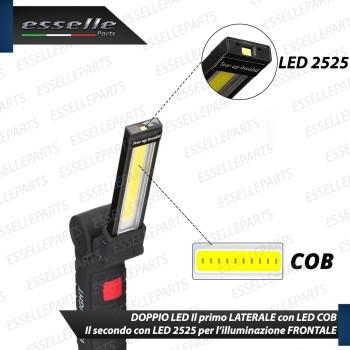 Torcia LED Orientabile da lavoro Ricaricabile con batteria e Base Magnetica Torcia LED Orientabile da lavoro Ricaricabile con batteria e Base Magnetica