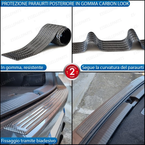 Protezione Carbon Look Soglia Posteriore Bagagliaio in Gomma