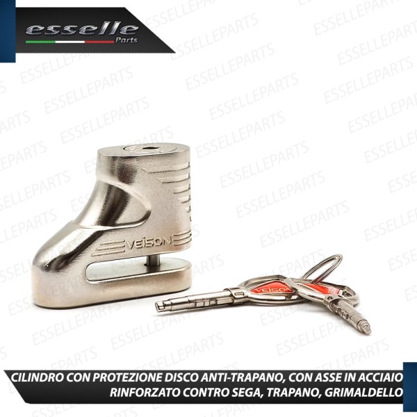 Blocca disco - ARGENTO - in acciaio Inox ad alta sicurezza per moto, scooter Cagiva
