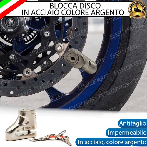 Blocca disco - ARGENTO - in acciaio Inox alta sicurezza per moto, scooter Honda moto
