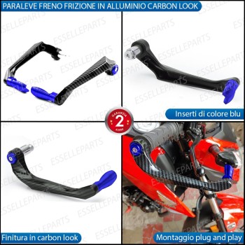 PARALEVE PROTEZIONE PER FRENO E FRIZIONE CARBON LOOK con inserti BLU Derbi