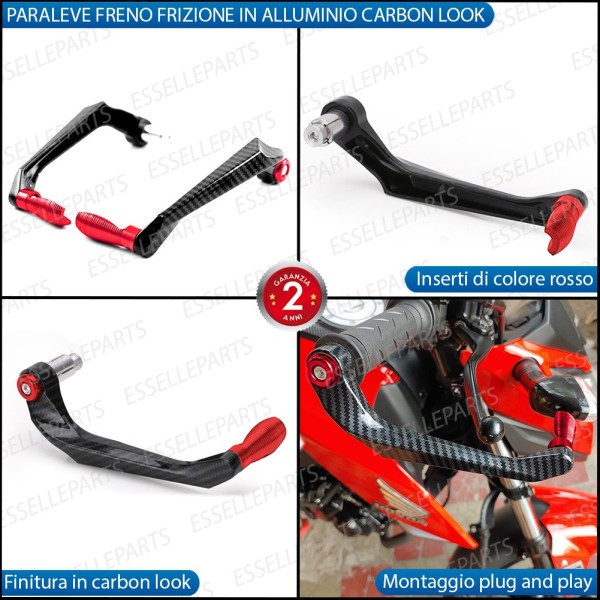 PARALEVE PROTEZIONE PER FRENO E FRIZIONE CARBON LOOK con inserti ROSSO Buell