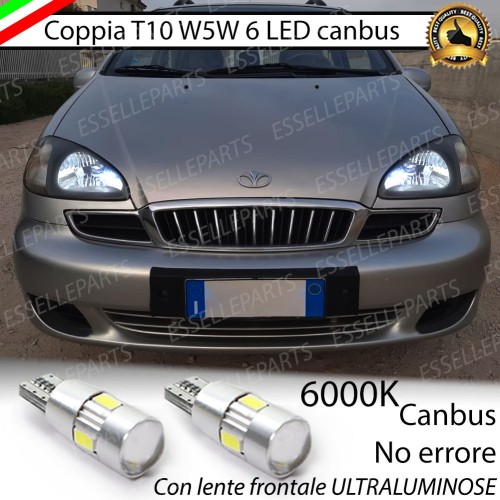Lampade T10 W5W Canbus 6 LED no error luci posizione DAEWOO TACUMA
