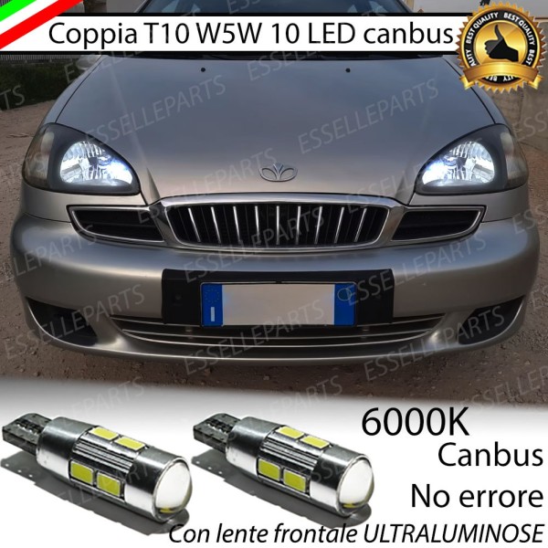 Lampade T10 W5W Canbus 10 LED no error luci posizione DAEWOO TACUMA