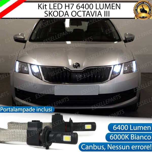 Kit Full LED H7 6400 Lumen 6000K bianco Abbaglianti SKODA Octavia 3 5E Restyling