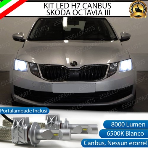 Kit Full LED H7 8000 Lumen 6000K bianco Anabbaglianti SKODA Octavia 3 5E Restyling
