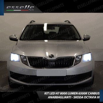 Kit Full LED H7 8000 Lumen 6000K bianco Anabbaglianti SKODA Octavia 3 5E Restyling