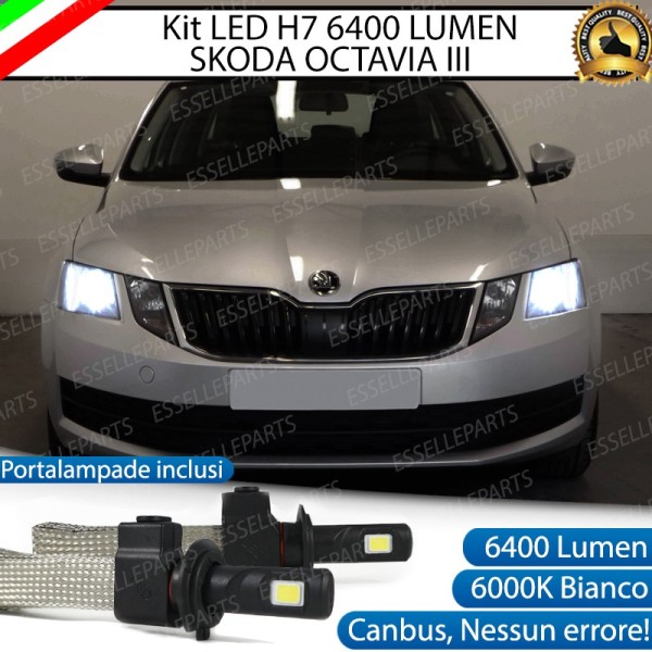 Kit Full LED H7 6400 Lumen 6000K bianco Anabbaglianti SKODA Octavia 3 5E Restyling