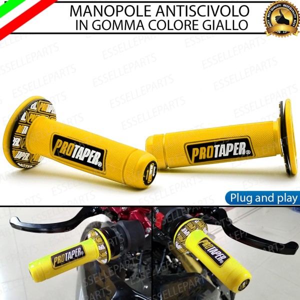 Manopole Antiscivolo - GIALLO - specifiche per moto, motorini, scooter, quad Yamaha