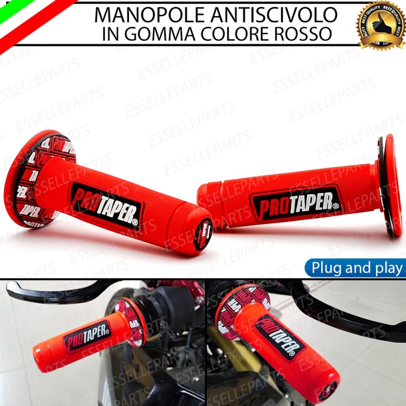 Abbigliamento Moto e Accessori - Motard Manopole Scooter Moto Gomma  Universali Antiscivolo Motocross A-Pro Rosso