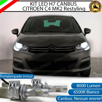 Kit Full LED H7 8000 Lumen 6000K bianco Anabbaglianti CITROEN C4 MK2 RESTYLING