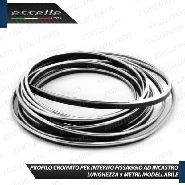 Bordo - CROMATO - Profilo 5 metri ad incastro per Cruscotti Interni Auto in PVC Modellabile
